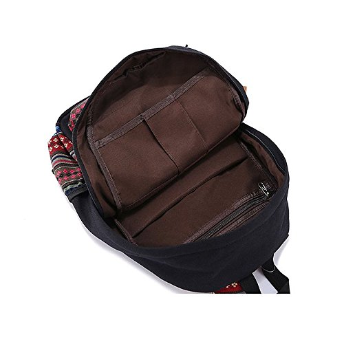 Evay 14 Zoll Notebook Laptop Canvas Bunt Streifen Rucksack für Damen Vintage Universität Wasserdicht Schulrucksäcke Laptoprucksack - 5