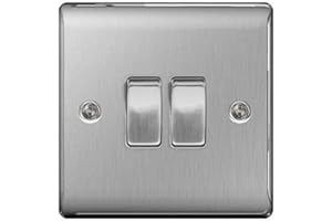 BG Nexus NBS Range Brushed Steel Switches & Sockets - Full Range of Matching Items (2 Gang, 2 Way Light Switch)