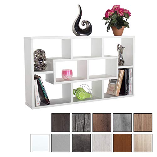RICOO Etagère Murale Design en Bois WM050-W étagère Suspendue Meuble Mural Moderne Armoire de Rangement Decoration Maison Mobilier intérieure en Couleur Blanc