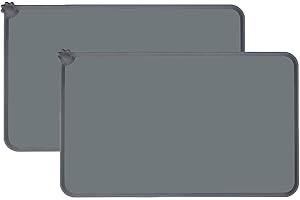 COAST VALLEY 2 Pezzi Silicone Dog Cat Bowl Mat, Tappetino per Cani Antiscivolo in Silicone,47 cm × 30 cm, Grigio,Tappetini per Alimenti per Cani, Gatti e Altri Animali Domestici, Antiscivolo e Impermeabili