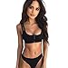 Produktbild Ba Zha Hei Damen elegante schwarze Bikini-Set Sling-up Push-ups Badebekleidung Zwei Strandmode In der Taille mit Brustpolster keine Felgen Bademode Set Badeanzug Push Up Bikini Badeanzug (Schwarz, XL)