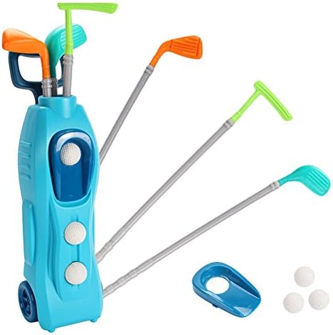 Children Golf Clubs Set Golf Cart,3 Balls,3 Clubs,2 Holds Kids Sports Fun Game 3 years Up