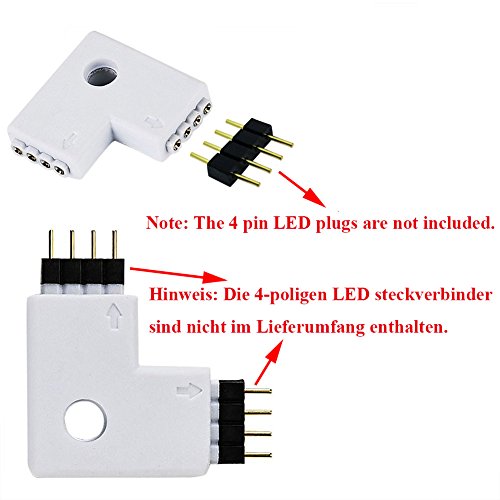 LitaElek L- Form Schnellverbinder LED Eckverbinder LED Strip Connector 4 polig Steckverbinder für SMD 5050 3528 2835 RGB LED Streifen Lichtstreifen (10 Stück) - 2