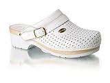 Die weißen Damenschuhe sind in den Größen 35-39 erhältlich & ideal im Beruf einsetzbar / Bequem reinschlüpfen und ergonomischen Komfort genießen - Schuhe für langes Arbeiten ohne Schmerzen