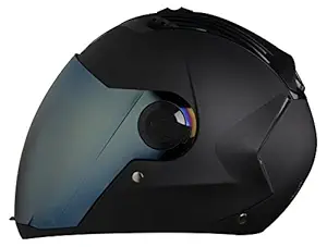 Steelbird SBA-2 Full Face Helmet with Blue Visor (Black, Medium)
