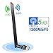 Produktbild Blackace Wifi Dongle, USB Wifi Adapter, 1200Mbps Dualband Wireless Netzwerkadapter mit 5dBi Antenne für PC / Desktop / Laptop / Tisch, Unterstützt Windows 10/8/7 / Vista / XP / 2000, Mac OS X 10.4-10.12 (AC1200)