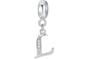 YIRONG JEWELRY 925 Sterling Silver Letter Charm - Alphabet & Initial Charms, Anniversary & Words Charm - Fits for Pandora Bracelet