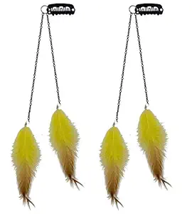 Fully Feather Hair Clips For Girls And Women And Kids Use Hair Accessories For Beach Party Funky Look Hair Pins Natural Feather Hair Clips In Multicolor 10 Gram Pack Of 1 (A4)