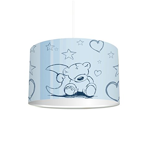 Kinderzimmer Lampenschirm "Teddy in blau"- KL03 - für Steh- oder Hängeleuchte / Deckenlampe
