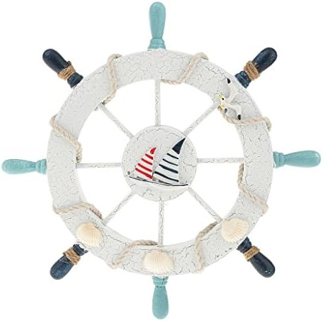EOYHDSIA 1pc Nautical Wooden Ship Steering Wheel Wall Hanging Decor (Boat)