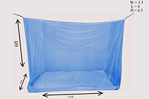 Elegant Mosquito Net - 4.5 * 6.5 Feet Single Bed Quality Mosquito Net- Polynet (Blue Color)