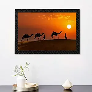 Yalambar Camel wall painting with frame - Ideal for Home decoration, Living room, Work space, Office, Housewarming, Birthday and Diwali Gifts (Size : 14 X 20, Qty : 1)