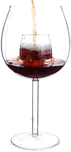 2 in1 Wine Glass And Aerator, Aerating Wine Glass,Fountain Wine Glass,Wine Aerator Glass,Glass Wine decanter (Round Glass Decanter) Big