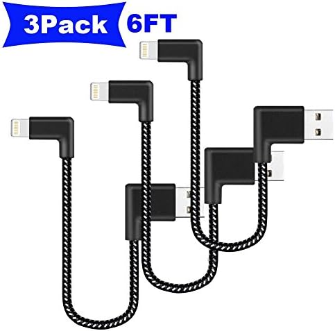 Lightning Cable, iRoundy 3Pack 6FT Nylon Braided Cord iPhone Cable Certified to USB Charging Cable for iPhone 7, 7 Plus, 6S, 6+, SE, 5S, 5, iPad Air/Mini, iPod Nano 7 (Black+ White)