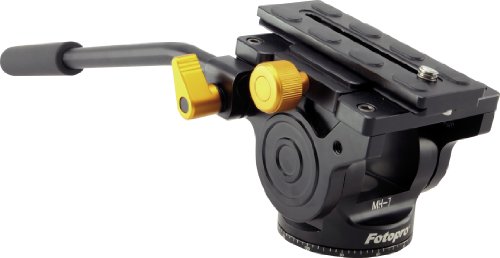 Rollei MH-7 Fluid-Stativkopf aus Aluminium - bis zu 4 kg Belastbarkeit, mit langer Schnellwechselplatte und Wasserwaage - Schwarz