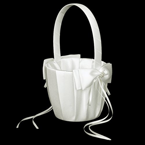 Ivory Satin Blumenkorb Blumenmädchen Streukörbchen Blumendekor für Hochzeit - 2