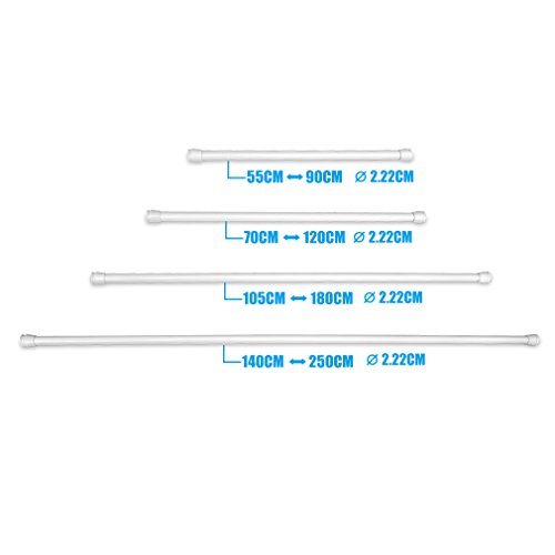 Auralum Aluminium Teleskopstange Weiß Duschstange Duschvorhangstange ohne Bohren Verstellbare 70-120cm - 6