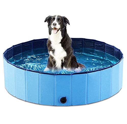 Hundepool Schwimmbad Für Hunde und Katzen, Hund Planschbecken Hundebadewanne Faltbarer Pool Haustier Pool Planschbecken, Klappbares Haustier-Duschbecken mit PVC-Rutschfest Schwimmen Pool für Kinder