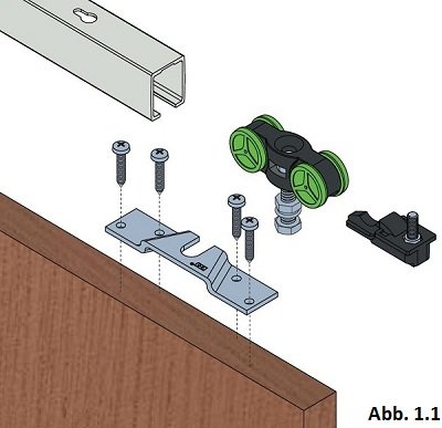 MINISPORT MA 40-190+ Schiebetürbeschlag Schiebetür Türbreite: 91-120cm, Laufrohr: 190cm, Tragkraft: 40kg … Komplett-Set für Schiebetüren, Innentüren und Wandschränke - 2