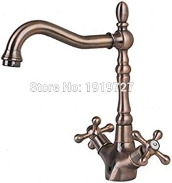 AllureFeng Solid Brass High Quality Classic Old Style Single Hole Mixer Tap Red Bronze Bathroom &amp; Kitchen Faucet With Double Cross Handle