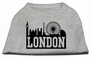 Mirage Pet Products 8-inch London Skyline Screen Print Shirt for Pets, X-Small, Grey