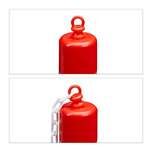 Relaxdays Absperrpfosten flexibel 2 Kettenpfosten in HBT: ca. 75 x 22 x 22 cm reflektierend mit praktischer Absperrkette als Sperrpfosten mit stabilem Standfuß zum Befestigen mit Schrauben, rot-grau - 3