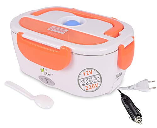 Calentador eléctrico del coche, fiambrera 12V / 220v 2 in1 Calentador térmico eléctrico casero de la comida de la fiambrera(naranja)