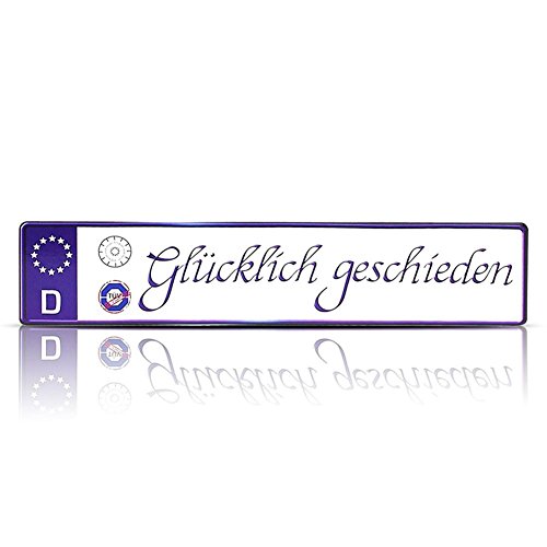 Preisvergleich Produktbild 16 x Autokennzeichen Glücklich geschieden Auto Kennzeichen TÜV Nummernschild 11 x 52 cm