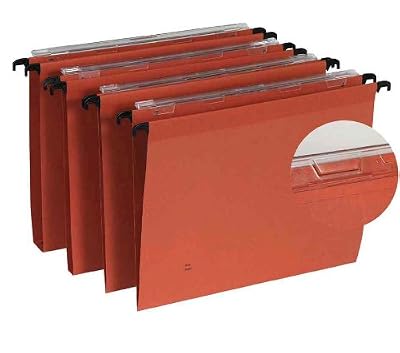 L'Oblique AZ Boîte de 25 dossiers suspendus tiroir fond 30 mm kraft orange