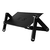 Mesa Plegable para Ordenador Portátil con dos Ventiladores (26x48cm) (Negro) - Soporte Bandeja para Portátil