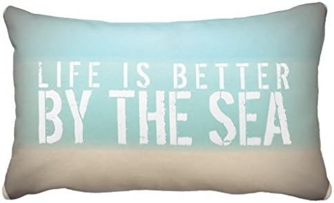 Pillowcase Standard Decorative Life is Better by the Sea Beach Rectangle Bedding Pillow Shams 16X24 Inches