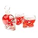 Produktbild SET Skull- Flasche (125ml) mit 2 Totenkopfgläsern (60ml), für Hausbar, Party, Halloween, Geschenk im Totenkopfdesign, Vodka, Rum, Whiskey- Flasche, Kristall- Schädel, Wein- Dekanter, transparent