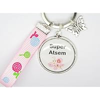 porte clés personnalisable ou Bijou de sac CADEAU POUR UNE ATSEM, une maîtresse un maître : cadeau fin année scolaire fête des écoles, anniversaire...