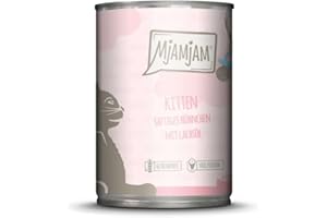 MjAMjAM - nourriture humide premium pour chat - poulet juteux pour chaton à l'huile de saumon, pack de 6 (6 x 400 g), sans céréales avec supplément de viande 2.4 Kilogram