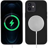 Aksesuarcim iPhone 12 Mini Kılıf Silikon İ&ccedil; Kısmı Kadife M-Safe Şarj &Ouml;zellikli Kapak Silk Kapak Siyah