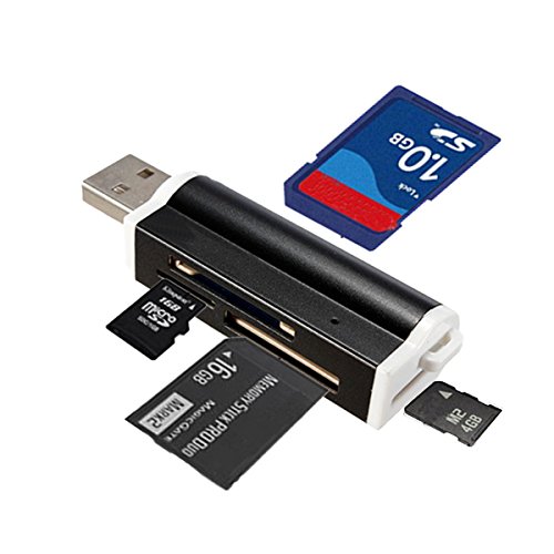 RotSale® 1x Schwarz Kartenleser Karten Leser Cardreader Speicherkartenleser für Micro SD MMC Card SDHC TF MS (M2) USB Reader Adapter - 6