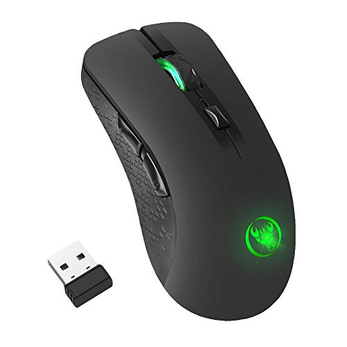 Preisvergleich Produktbild obiqngwi für elektronische Wettkampfsportarten, wiederaufladbare Farblicht 6 Taste 2400 DPI einstellbare optische drahtlose Spielmaus - Schwarz