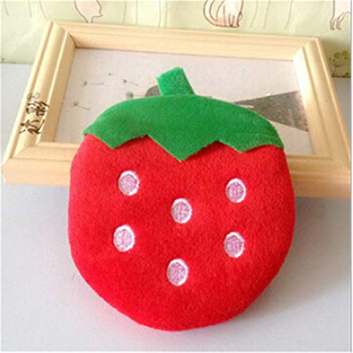 Preisvergleich Produktbild Faliya Obst Muster Mini Plüsch Geldbörse Reißverschluss Brieftasche Schlüsselhalter Tasche Geschenk für Familie Freunde,Erdbeere