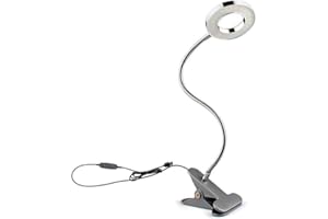 WeFoonLo Dimmable 5W LED USB Plug Clip On Light Flexible Gooseneck Reading Lamp for Laptop, Book,Piano,Bed Headboard,Desk, 3 Lighting Colors, 10 Brightness Levels (Silver)