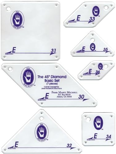 Marti Michell Perfect Patchwork Template-Set E - 8 Pointed Star Set 7/Pkg