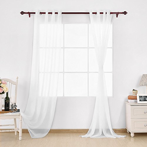 Deconovo Ösenvorhang Transparent Vorhang Voile Gardinen Voile 245×140 cm Weiß 2er set - 3