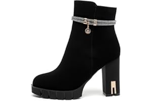 Queentina Damen Stiefeletten Plateau High Heels Absatz Boots elegant hoch