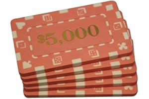 MRC POKER MRC 5 Pcs Denominated Rectangular Poker Chips Plaques $5000 Pink