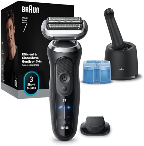 Braun Serie 7 Rasoio Elettrico Barba, Wet&Dry, Regolabarba Uomo, Rasoio Barba, 60 Min di Utilizzo, Stazione Smartcare 4in1, +1 Accessorio, Senza Fili, 100% Impermeabile, 72-C1200cc, Oro