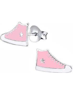 Laimons Kids Kinder-Ohrstecker Kinderschmuck Sneaker Schuhe stern Rosa, Weiß Sterling Silber 925