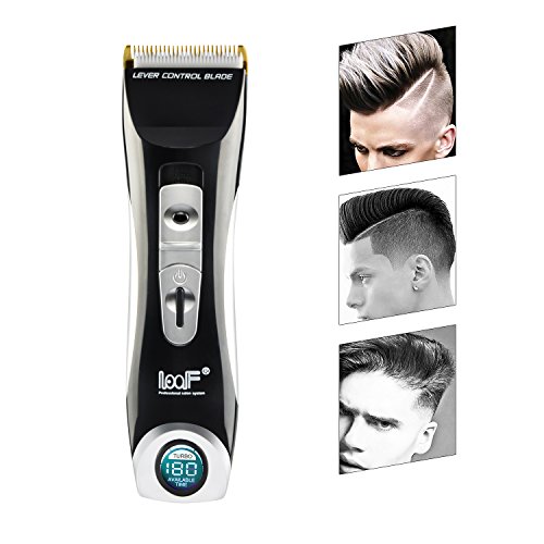 Haarschneider Maschine set Profi Netz-Akku 3 Std. Betriebszeit LCD Anzeigedisplay Turbo Boost Funktion Keramik-Titan-Messer schwarz - 4