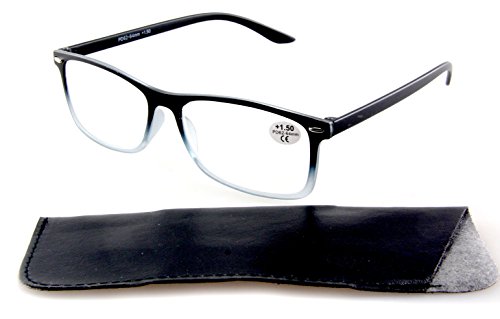 Preisvergleich Produktbild Lesebrille für Damen, Herren in Schwarz, Grün, Blau, Lila + Etui 5170 (1,5, Schwarz)