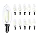 Produktbild LED E14 Edison Lampe ersetzt 20 Watt, E14 C35 Led Lampe 2W Filament Gluehfaden LED Birne Lampe Kerzen-Form 150 Lumen 360° Abstrahlwinkel 10er Pack (Kaltweiß)