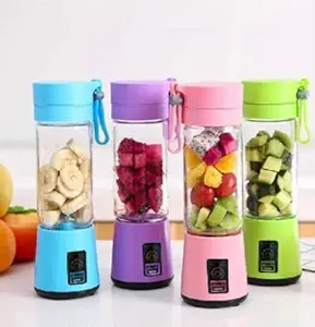 KUNTI Enterprise Hand Held 4 Blades Portable USB Electric Blender Juicer Cup Plastic Fruit Juicer Grinder Juice Blender Fruit Juicer Bottle/Juicer Mixer Grinders (Multicolor)