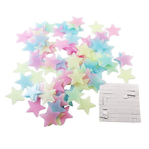 BestOfferBuy 100 Stück 3cm Farbige Sterne Glühen Im Dunkeln Fluoreszenz PVC Wandaufkleber - 2